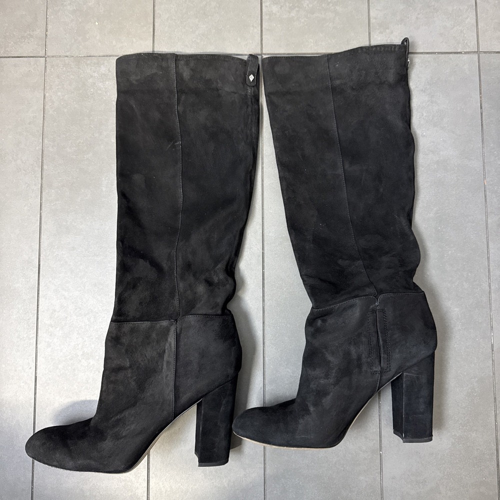 Sam Edelman Women 10 Boots‎ Classic Caprice Knee High Suede Boots Black Feminine